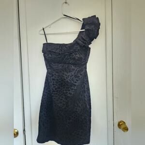 Black Velvet one shoulder sleeve Leopard Dress size 8/ 9